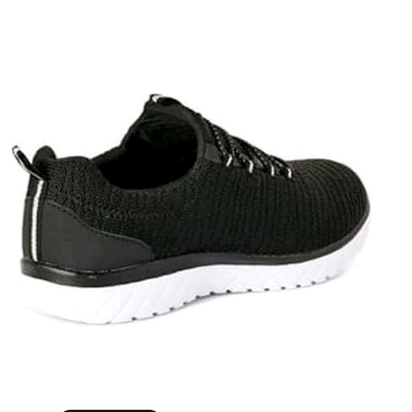 Women's Bungee ATHLETIC Slip-on Sneakers Knit SIZE 9 Wide BLACK WHITE - Picture 6 of 13